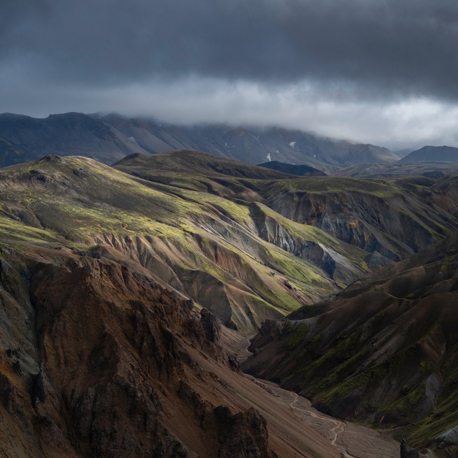 Landmannalaugar rainbow mountains with geothermal areas