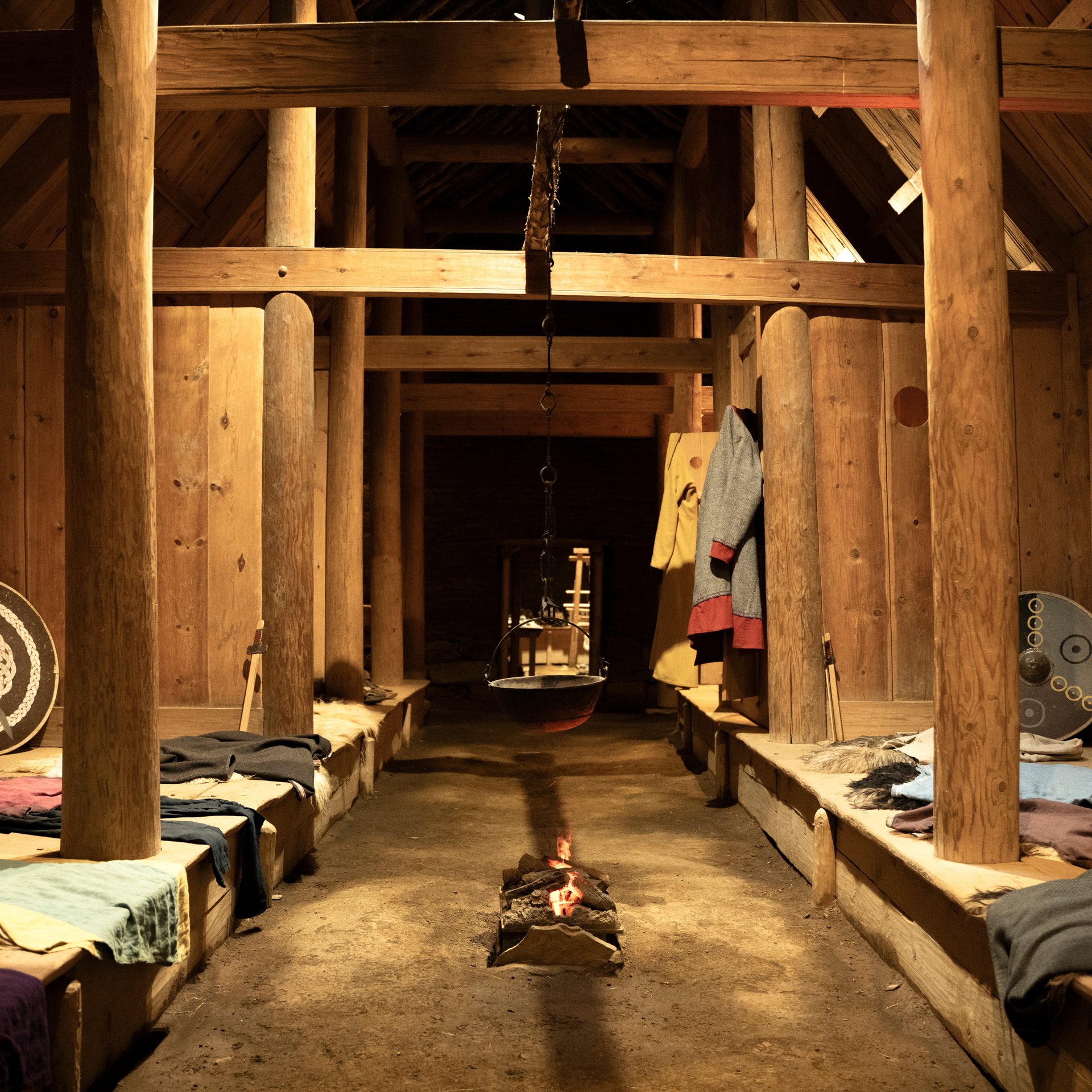 Þjóðveldisbærinn Commonwealth Farm Viking Age reconstruction with authentic turf longhouse