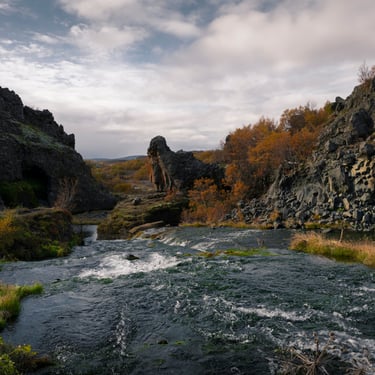 Þórsmörk valley with glacial rivers and mountain peaks