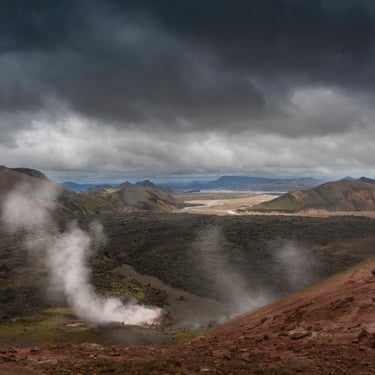 Háifoss waterfall cascading into canyon