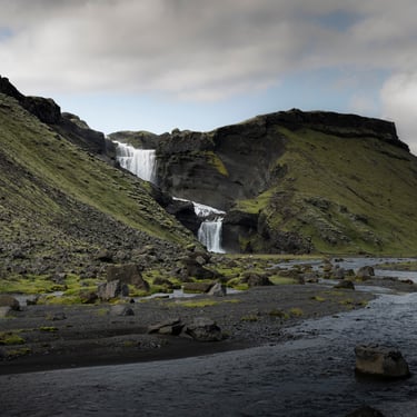 Glacial rivers flowing through Þórsmörk valley