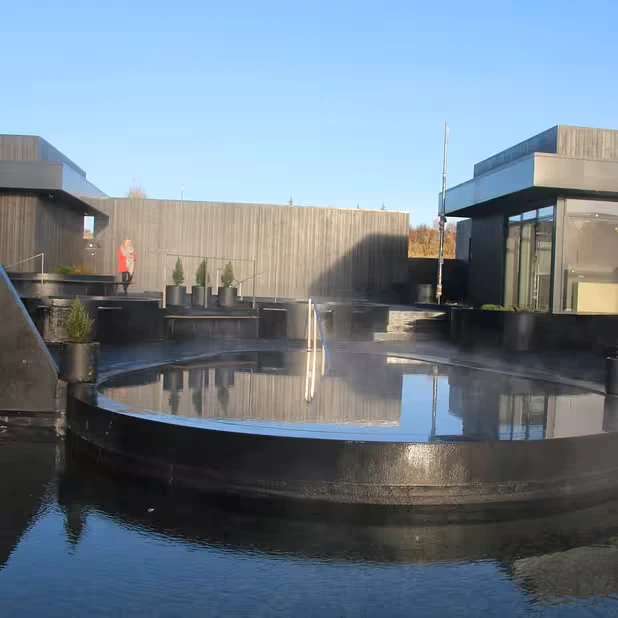 Krauma geothermal baths spa with steaming pools and modern design