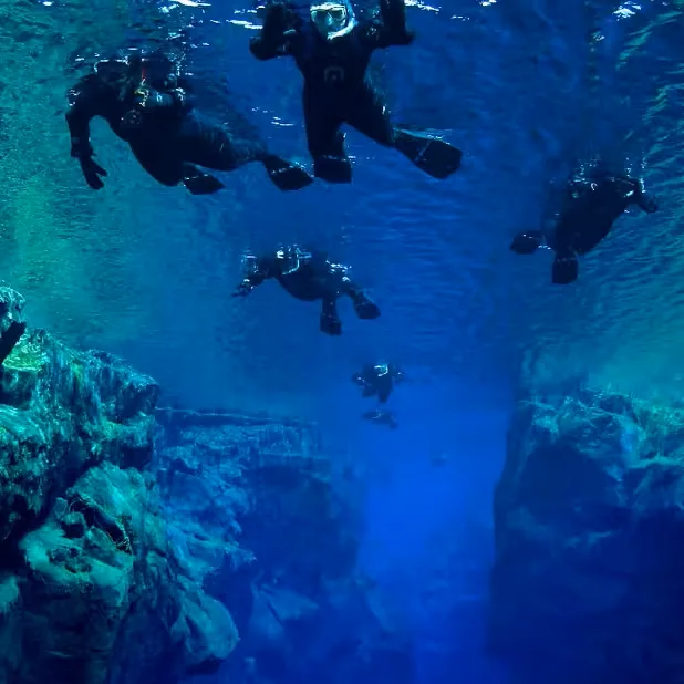 Snorkeling in Silfra fissure between North American and Eurasian tectonic plates