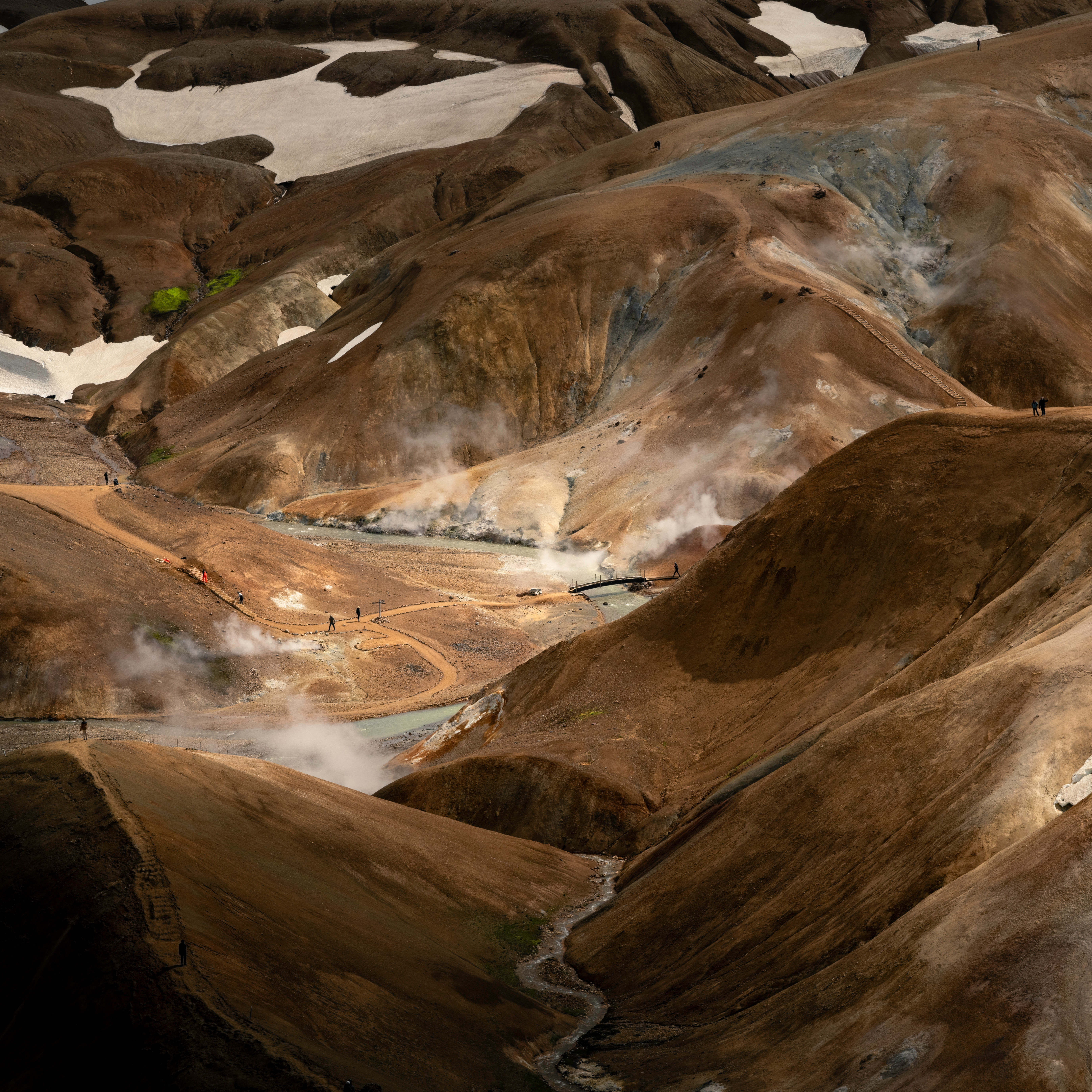 Vibrant rhyolite peaks painted in shades of orange and red at Kerlingarfjöll